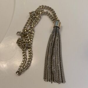 bebe Silver Chain Tassel Necklace